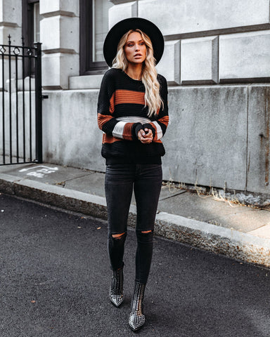 Younes Button Detailed Striped Knit Sweater