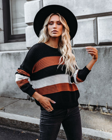 Younes Button Detailed Striped Knit Sweater