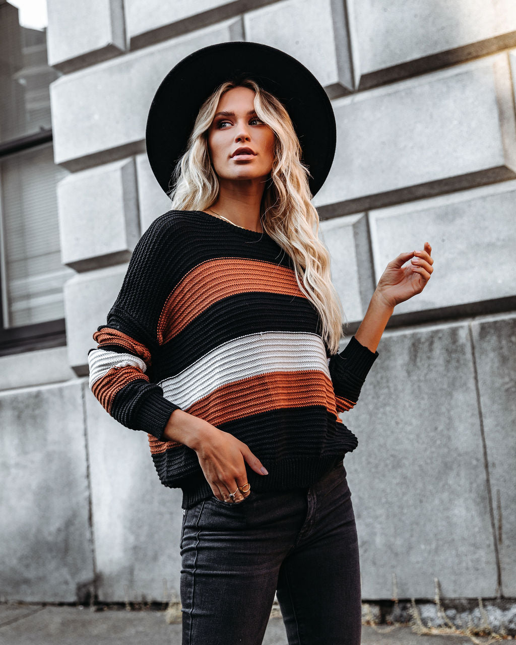 Younes Button Detailed Striped Knit Sweater