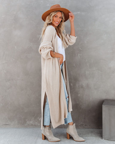 Your Own World Knit Duster Cardigan - Beige