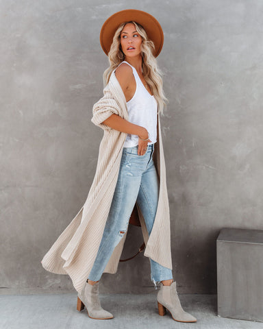 Your Own World Knit Duster Cardigan - Beige