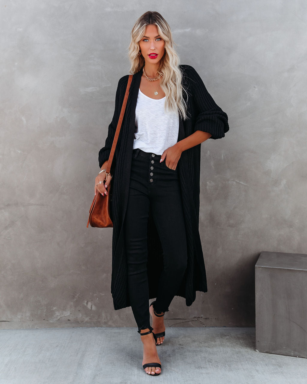 Your Own World Knit Duster Cardigan - Black
