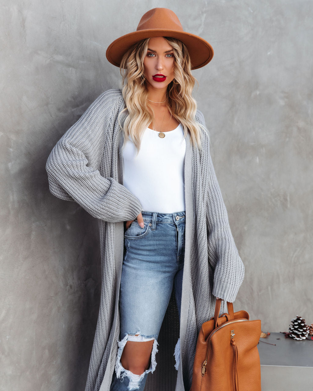 Your Own World Knit Duster Cardigan - Grey