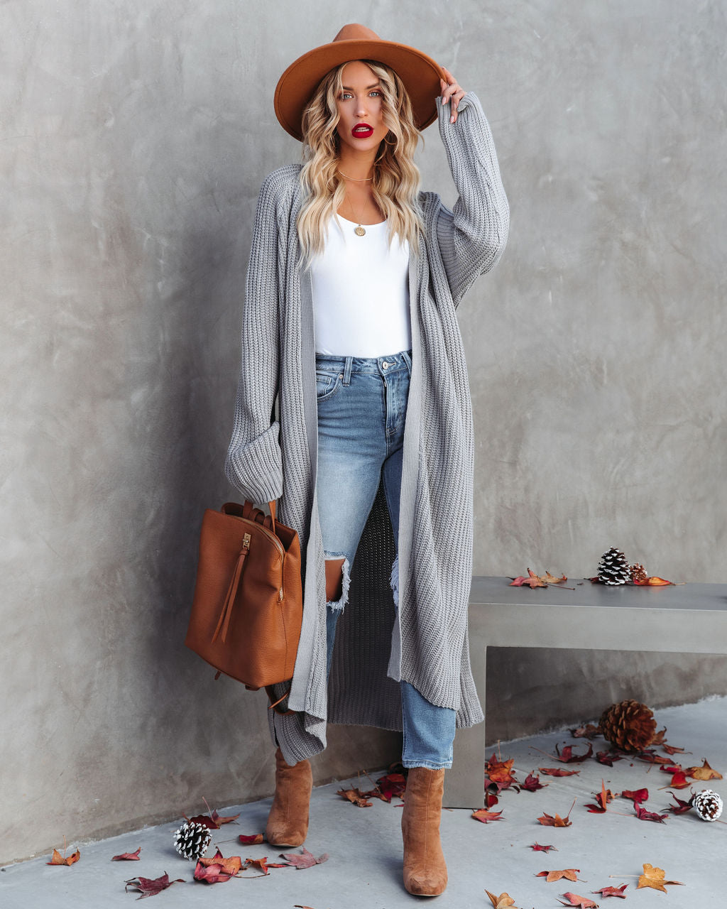 Your Own World Knit Duster Cardigan - Grey