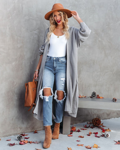 Your Own World Knit Duster Cardigan - Grey