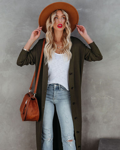 Zaire Button Down Knit Duster Cardigan