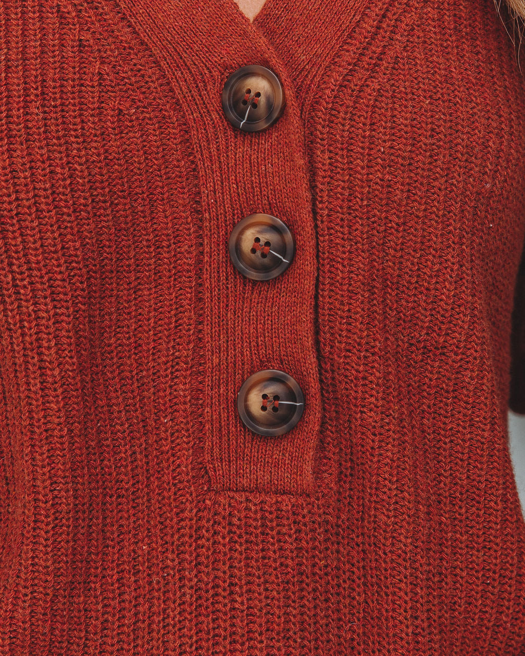 Zev Knit Henley Sweater - Brick