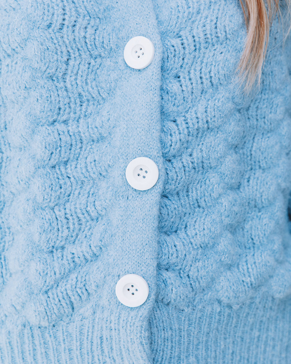 Ziggy Button Front Knit Cardigan - Light Blue