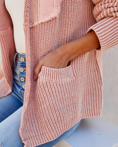 Zoey Baumwoll-Cardigan mit Taschen - Altrosa 