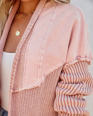 Cardigan à poches en coton Zoey - Rose poudré 