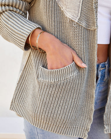 Zoey Baumwoll-Cardigan mit Taschen - Salbeigrün 